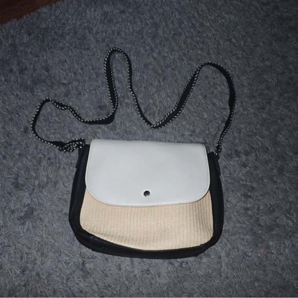 White, Black, and Tan Crossbody Bag - Picture 1 of 4